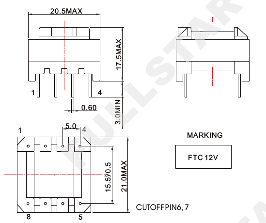 Prelet Transformer EF20 horizontalne i vertikalne Tip 1mH